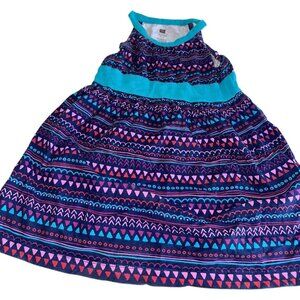 Tea Collection Toddler Girls Sleeveless Tank Dress Sz 2 Navy Purple Geometric